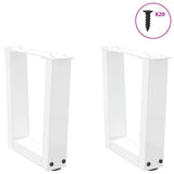 Dining table legs V shape 2pcs white 40x(30-31.3)cm steel