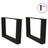 Dining table legs V shape 2 pcs black 50x(30-31.3)cm steel