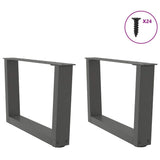 Dining table legs V shape 2 pcs anthracite 50x(30-31.3)cm