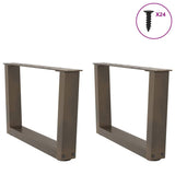 Dining table legs V shape 2 pcs natural steel steel