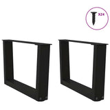 Dining table legs V shape 2 pcs black 60x(30-31.3)cm steel