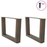 Dining table legs V shape 2 pcs natural steel steel