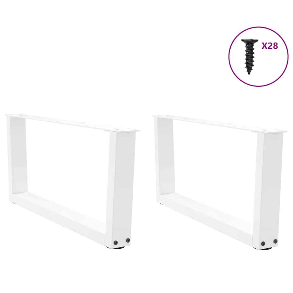 Pieds de table à manger forme V 2pcs blanc 70x(30-31,3)cm acier