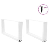 Pieds de table à manger forme V 2pcs blanc 70x(30-31,3)cm acier