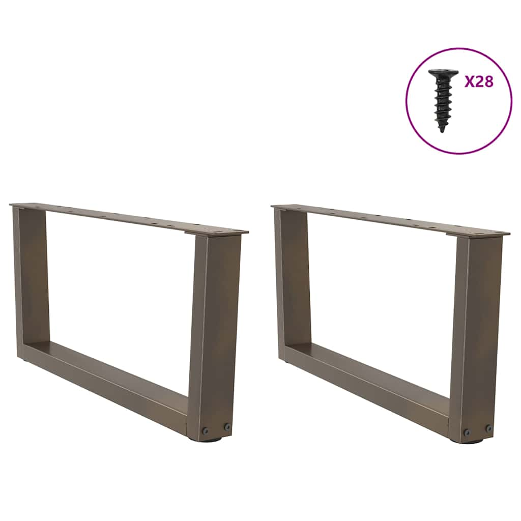 Dining table legs V shape 2 pcs natural steel steel