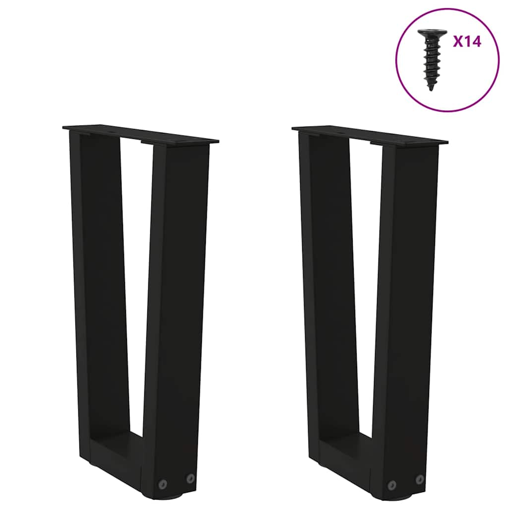 V-shaped dining table legs 2 pcs black 28x(42-43.3)cm