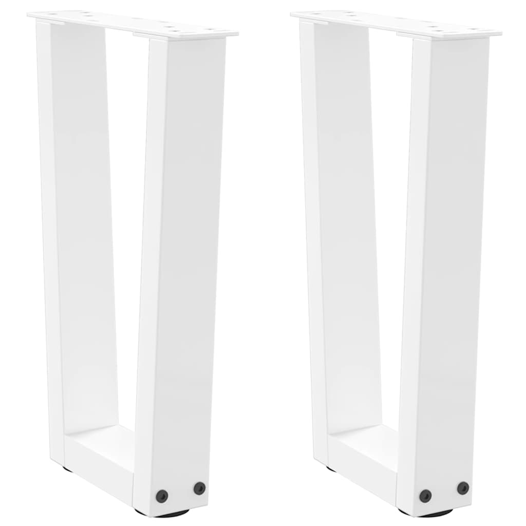 Dining table legs V shape 2 pcs white 28x(42-43.3) cm