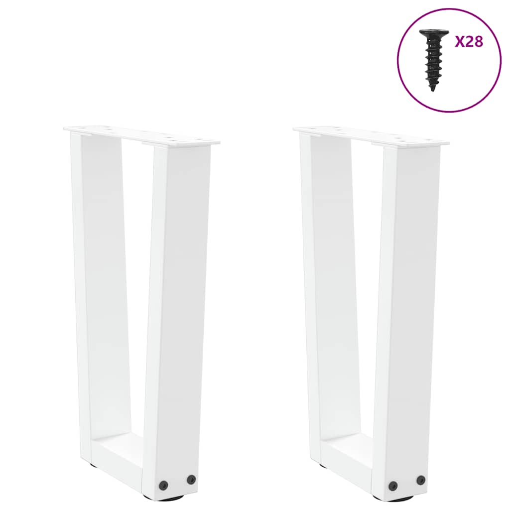 Dining table legs V shape 2 pcs white 28x(42-43.3) cm