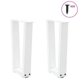 Dining table legs V shape 2 pcs white 28x(42-43.3) cm