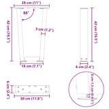 Dining table legs V shape 2 pcs white 28x(42-43.3) cm