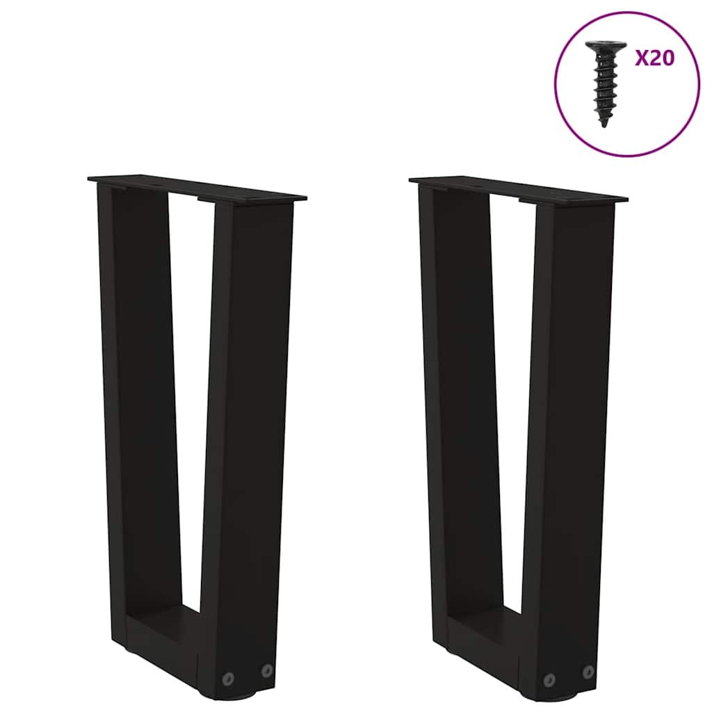 V-shaped dining table legs 2 pcs black 38x(42-43.3) cm