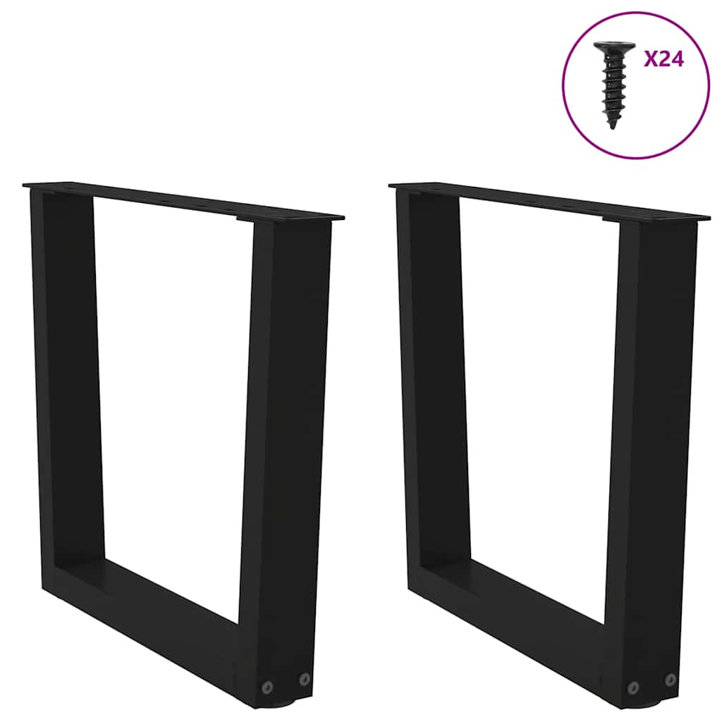 Dining table legs V shape 2 pcs black 50x(42-43.3)cm steel