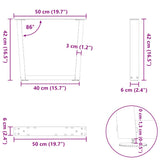 Dining table legs V shape 2 pcs black 50x(42-43.3)cm steel