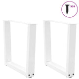 Dining table legs V shape 2pcs white 50x(42-43.3)cm steel