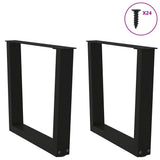 Dining table legs V shape 2 pcs black 60x(42-43.3)cm steel