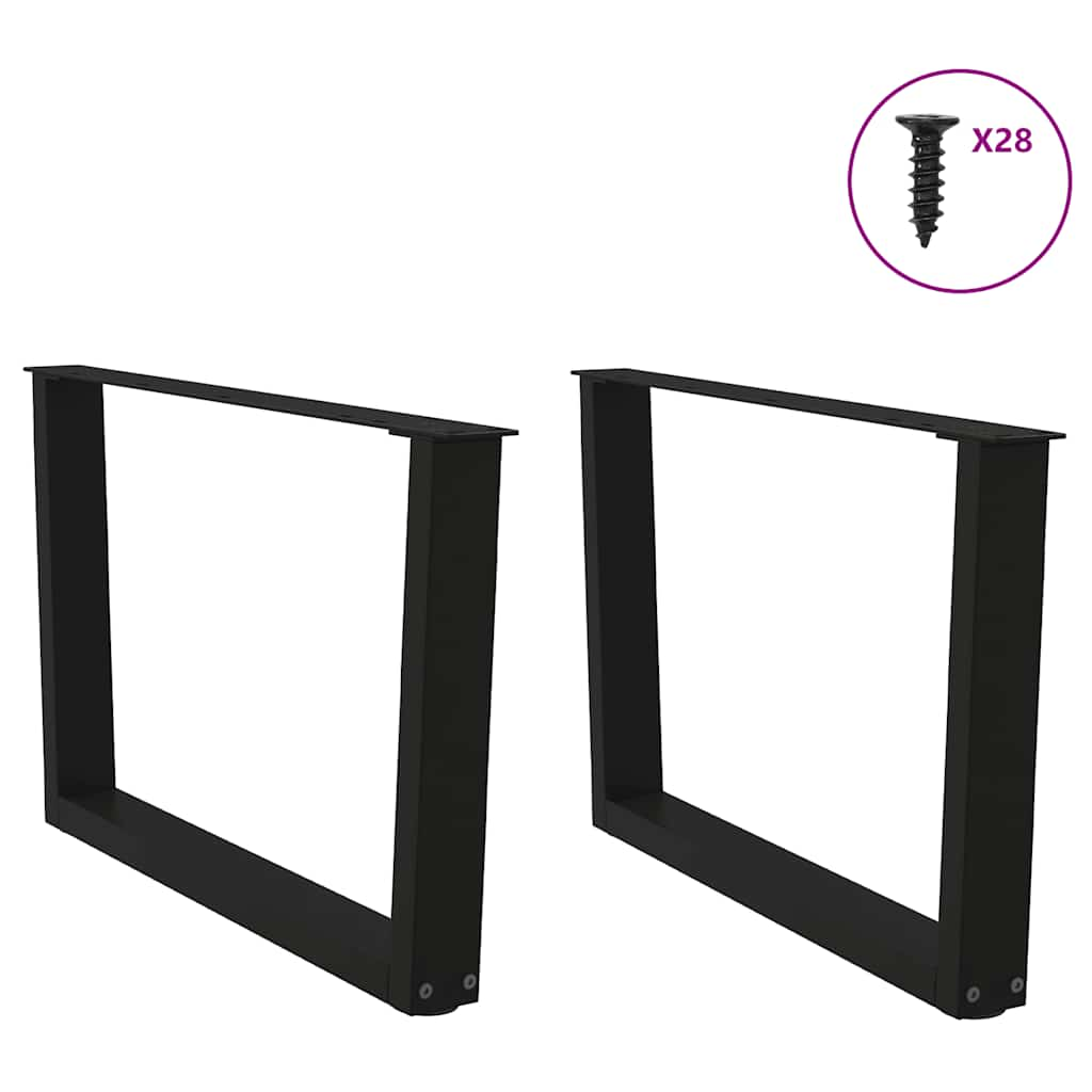 Dining table legs V shape 2 pcs black 70x(42-43.3)cm steel