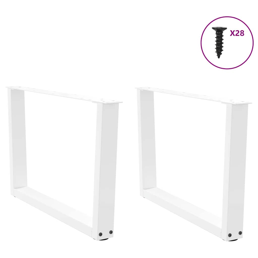 Dining table legs V shape 2pcs white 70x(42-43.3)cm steel