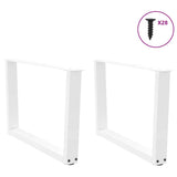 Dining table legs V shape 2pcs white 70x(42-43.3)cm steel