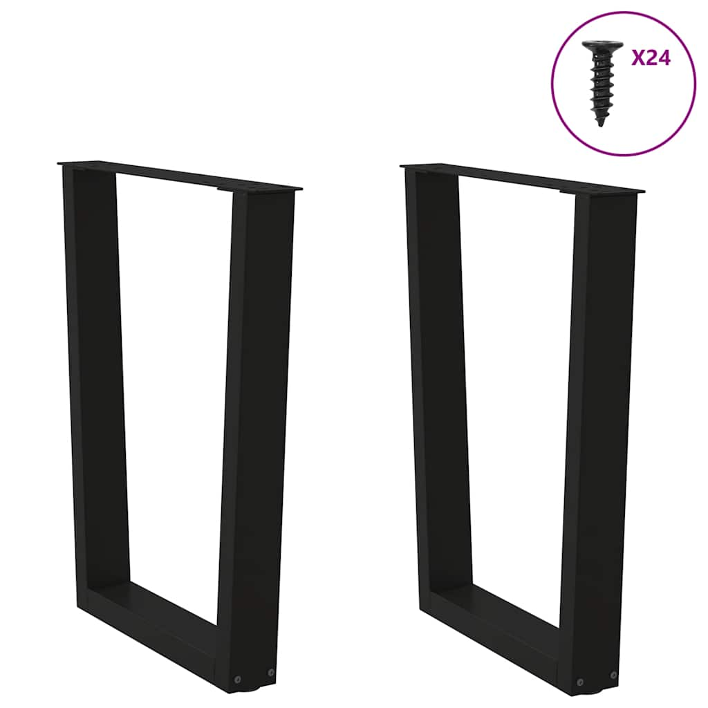 V-shaped dining table legs 2 pcs black 60x(72-73.3) cm