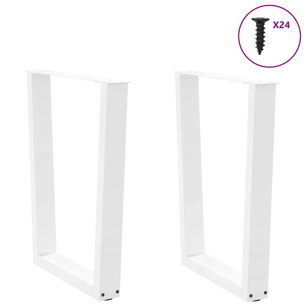 Dining table legs V shape 2pcs white 60x(72-73.3)cm steel