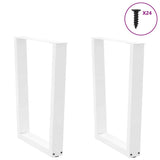 Dining table legs V shape 2pcs white 60x(72-73.3)cm steel