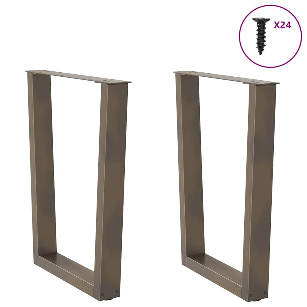 Dining table legs V shape 2 pcs natural steel steel