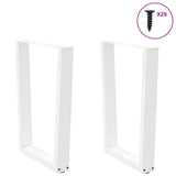 Dining table legs V shape 2pcs white 70x(72-73.3)cm steel