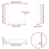 Pieds de table à manger forme de V 2 pcs 80x(72-73,3) cm acier