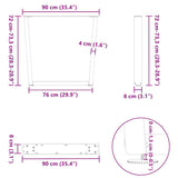 Pieds de table à manger forme de V 2 pcs noir 90x(72-73,3) cm