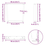 Dining table legs V shape 2 pcs white 90x(72-73.3) cm