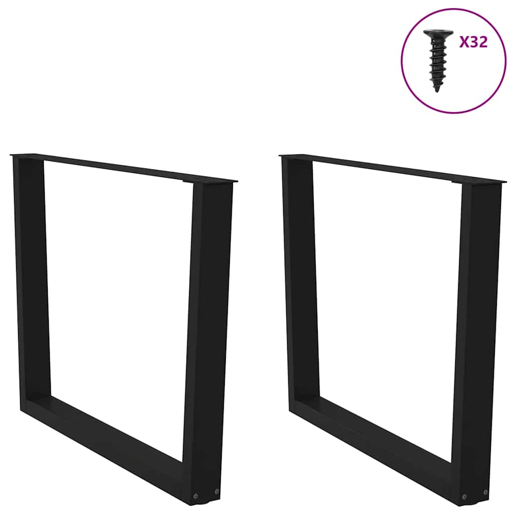 Pieds de table à manger forme de V 2 pcs noir 100x(72-73,3) cm