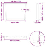 Pieds de table à manger forme de V 2 pcs noir 100x(72-73,3) cm