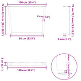 Dining table legs V shape 2 pcs white 100x(72-73.3) cm