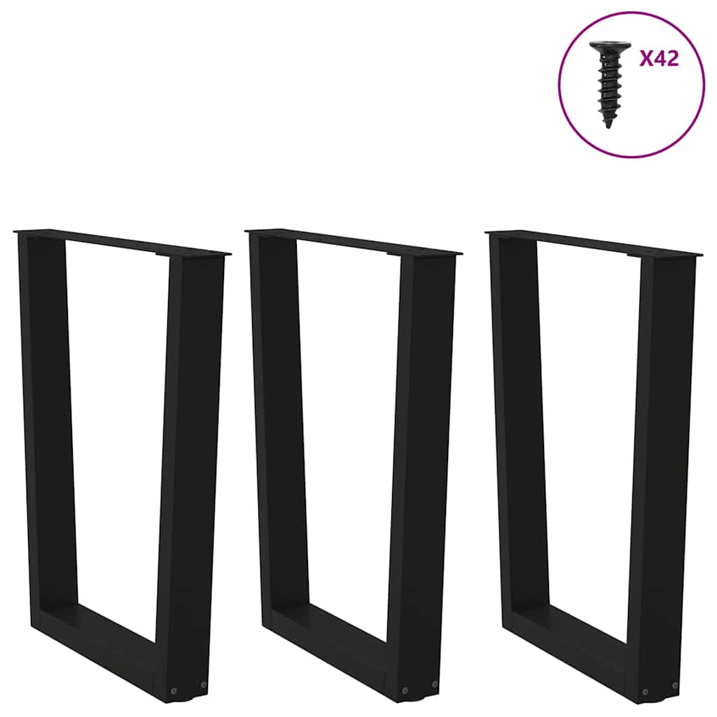 V-shaped dining table legs 3 pcs black 70x(72-73.3) cm