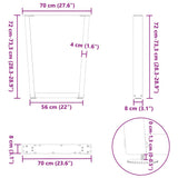 V-shaped dining table legs 3 pcs black 70x(72-73.3) cm