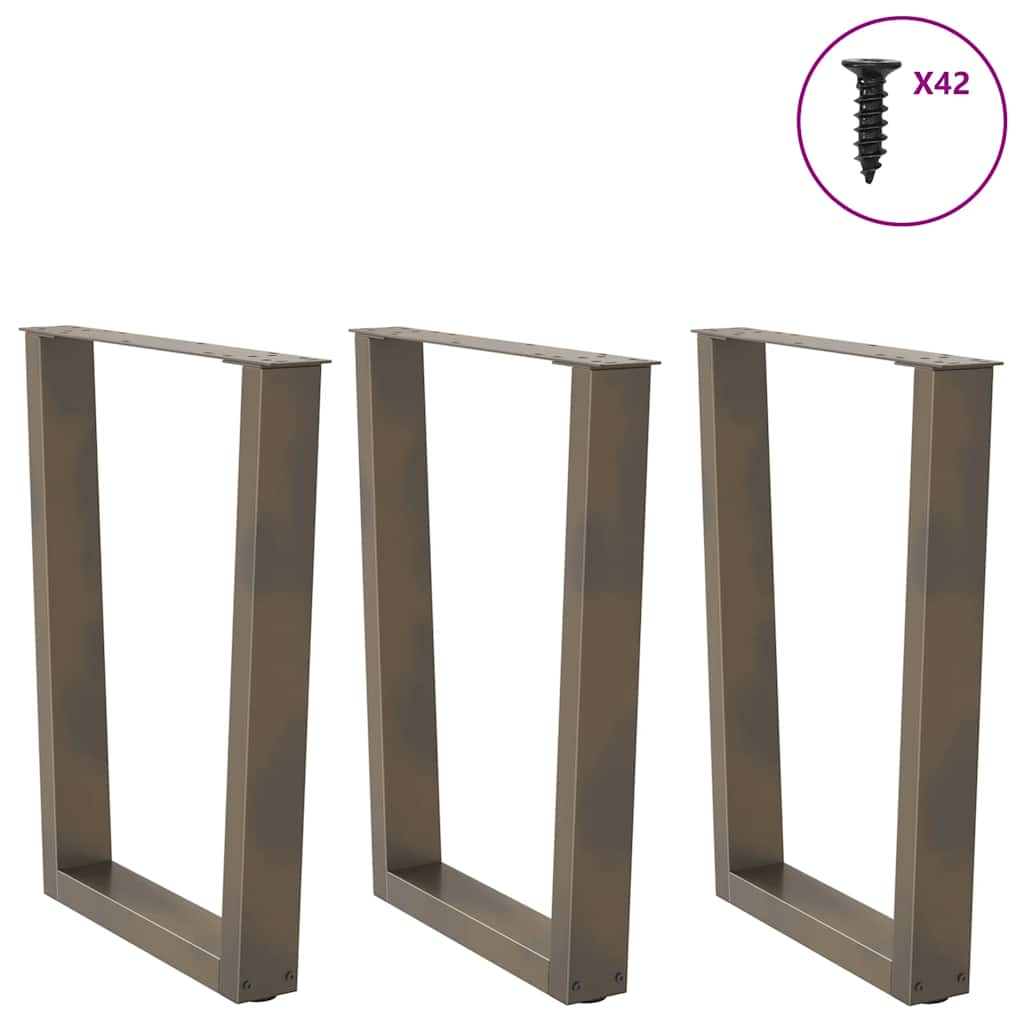 Dining table legs V shape 3 pcs natural steel steel