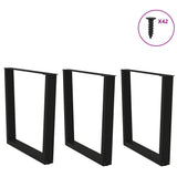 V-shaped dining table legs 3 pcs black 80x(72-73.3) cm