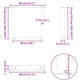 V-shaped dining table legs 3 pcs black 80x(72-73.3) cm