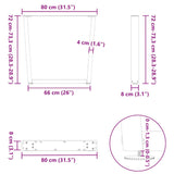 Dining table legs V shape 3 pcs white 80x(72-73.3) cm