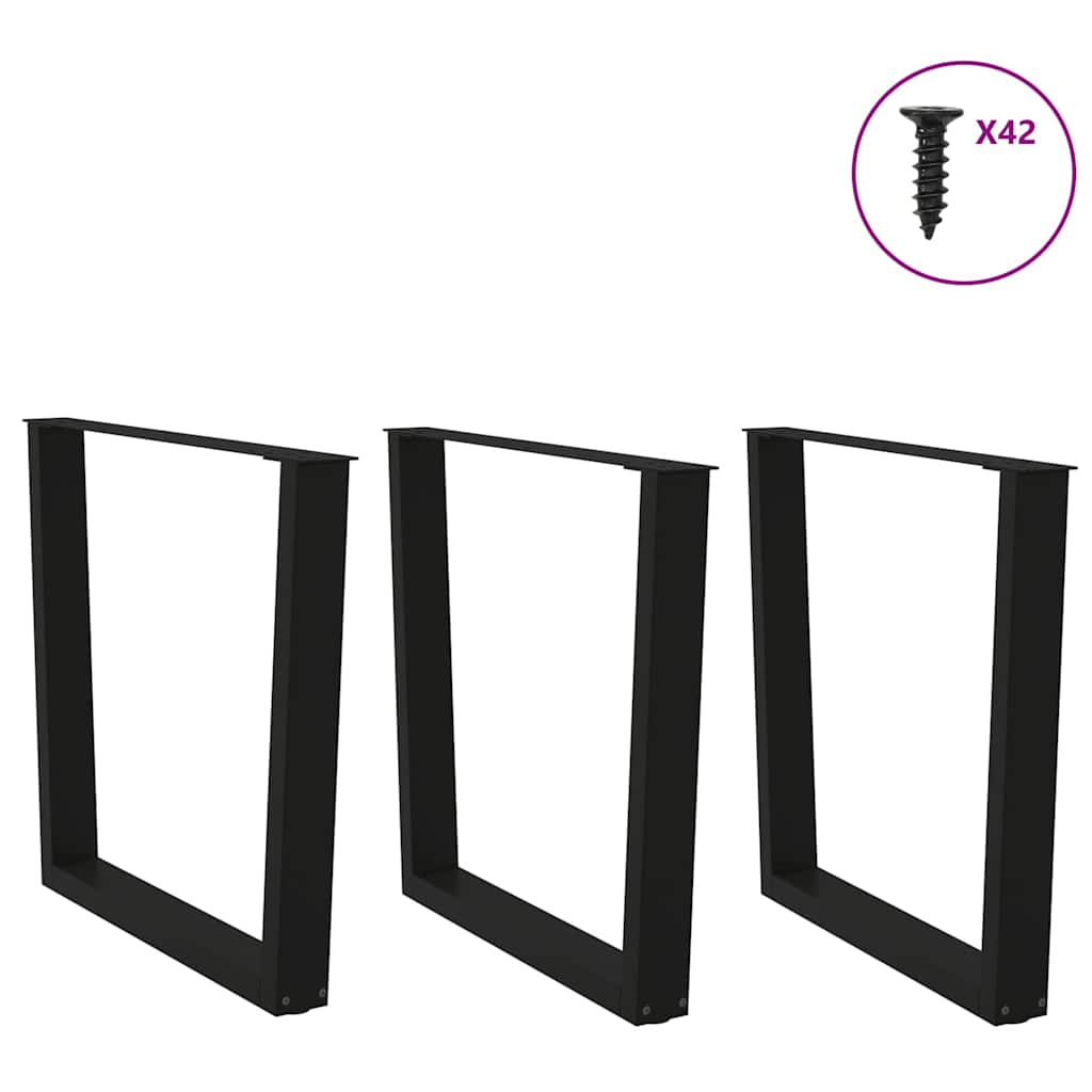 V-shaped dining table legs 3 pcs black 90x(72-73.3) cm