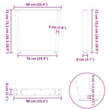 Dining table legs V shape 3 pcs white 90x(72-73.3) cm