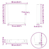 V-shaped dining table legs 3 pcs 90x(72-73.3) cm steel