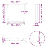 V-shaped dining table legs 3 pcs 90x(72-73.3) cm steel