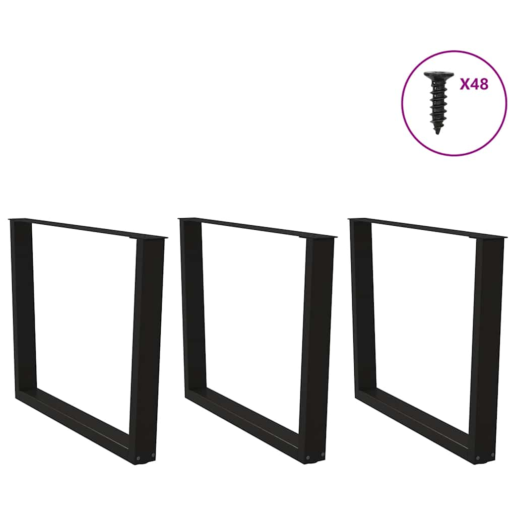 V-shaped dining table legs 3 pcs black 100x(72-73.3) cm