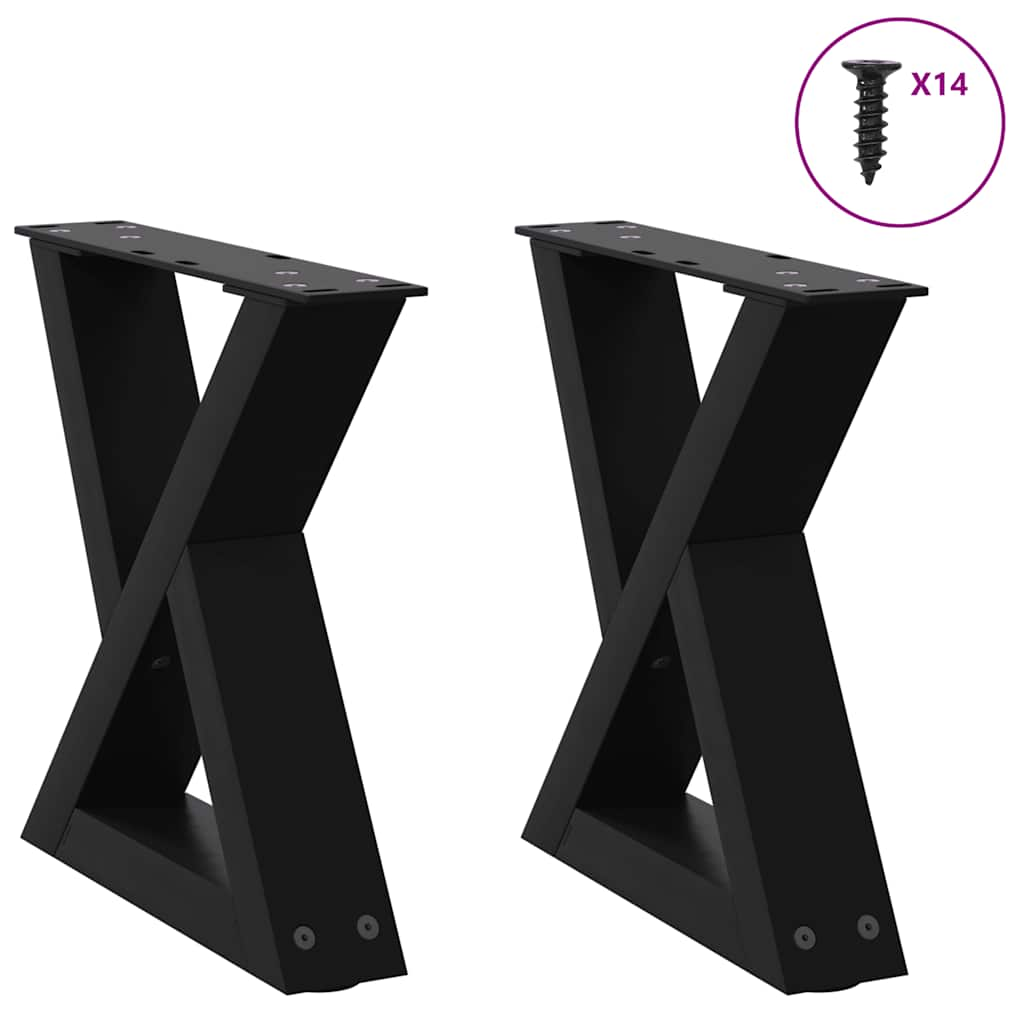 Coffee table legs 2 pcs black 30x(30-31.3) cm steel