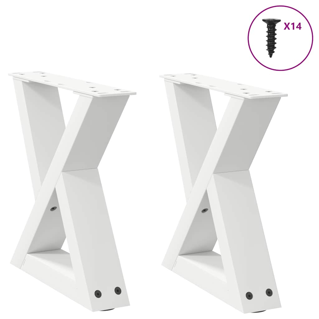 Coffee table legs 2 pcs white 30x(30-31.3) cm steel