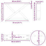 Coffee table legs 2 pcs anthracite 60x(30-31.3) cm steel