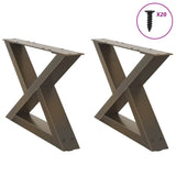 Coffee table legs 2 pcs natural steel 60x(30-31.3) cm steel