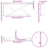 Coffee table legs 2 pcs white 70x(30-31.3) cm steel