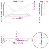 Coffee table legs 2 pcs natural steel 70x(30-31.3) cm steel